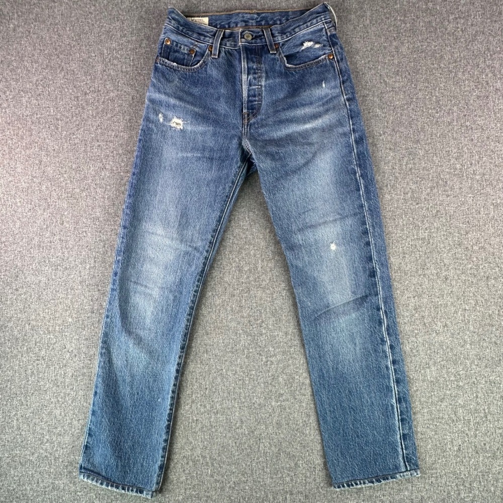 Levi's Jeans Womens 25 501 Original Blue Distressed Button Fly